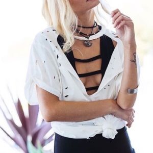 LF “Emma & Sam”white distressed tee